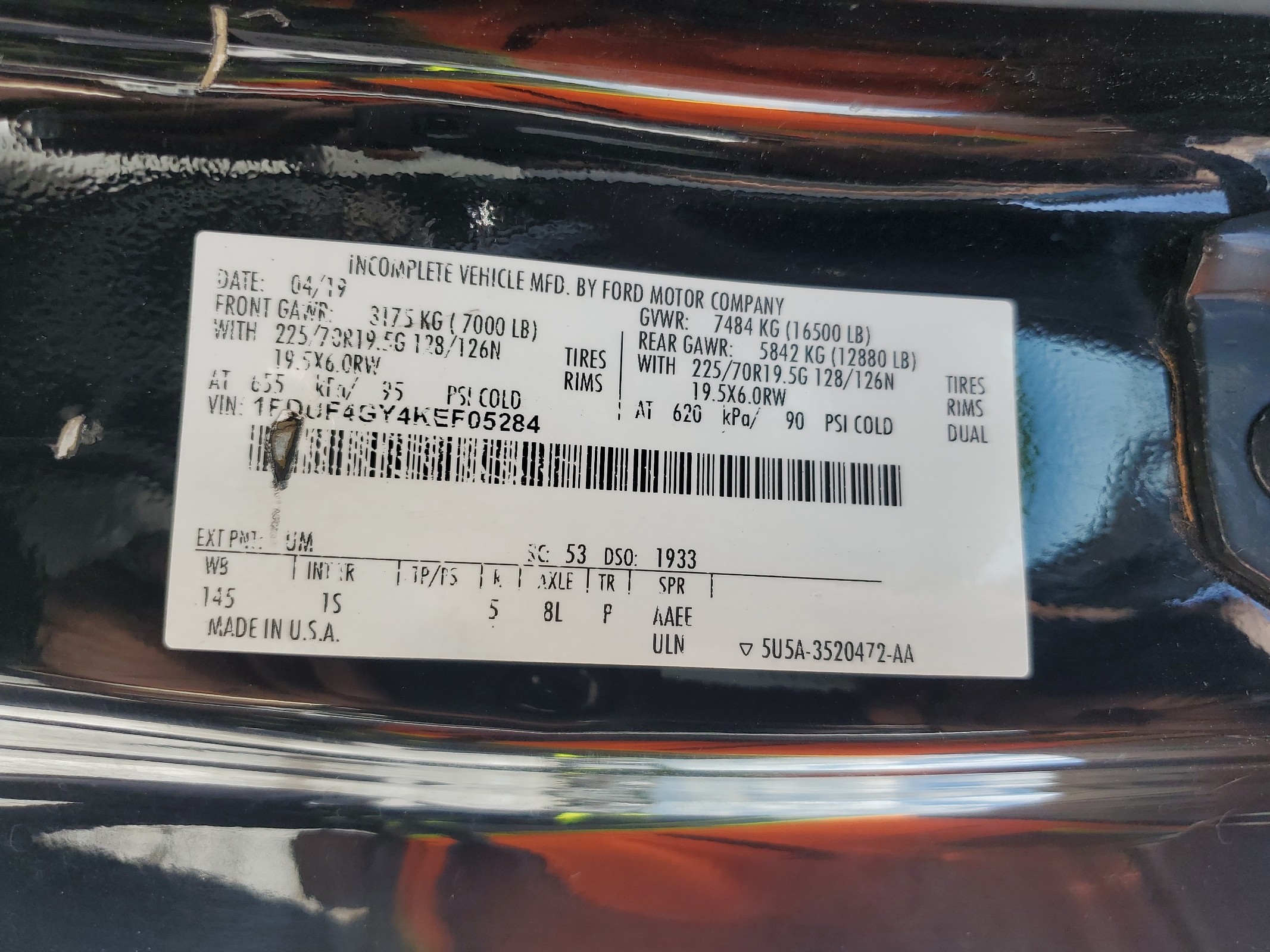 1FDUF4GY4KEF05284 2019 Ford F450 Super Duty