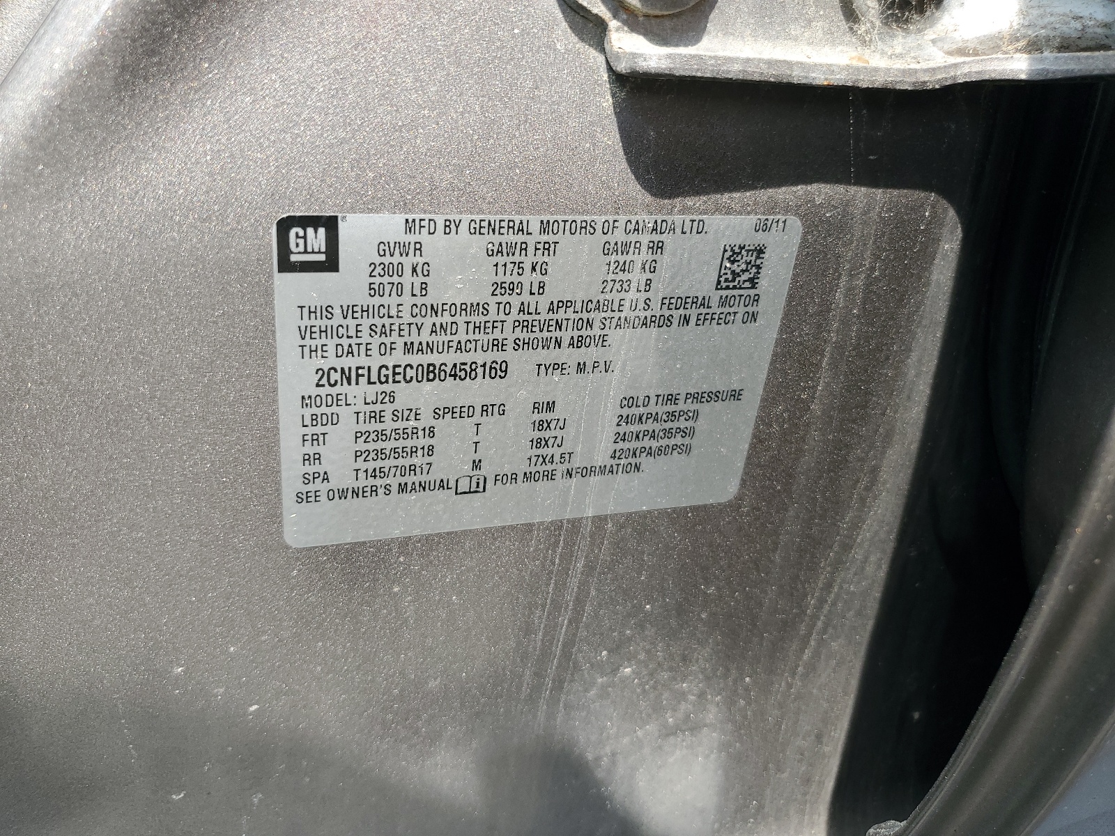 2CNFLGEC0B6458169 2011 Chevrolet Equinox Ltz