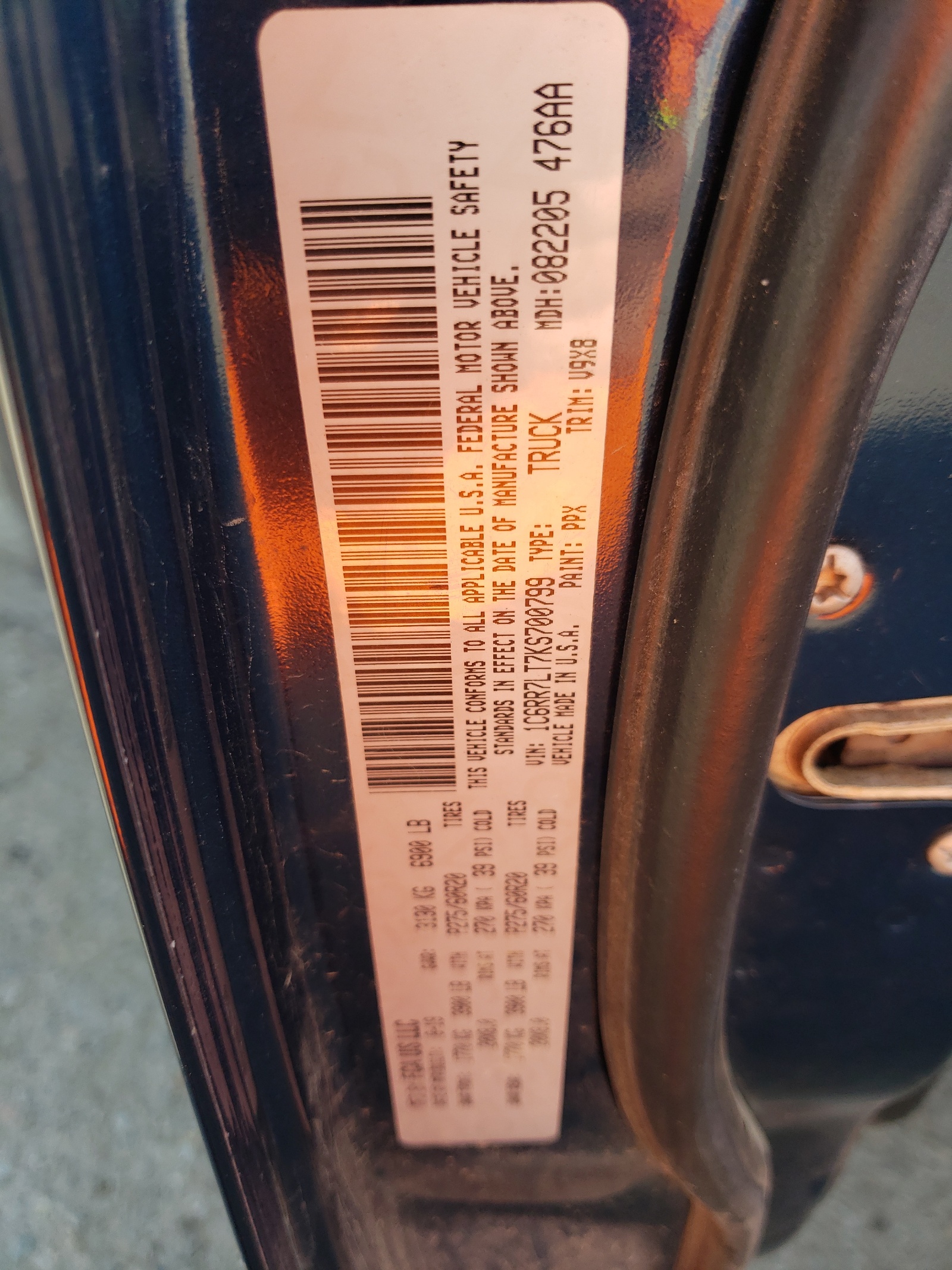 1C6RR7LT7KS700799 2019 Ram 1500 Classic Slt