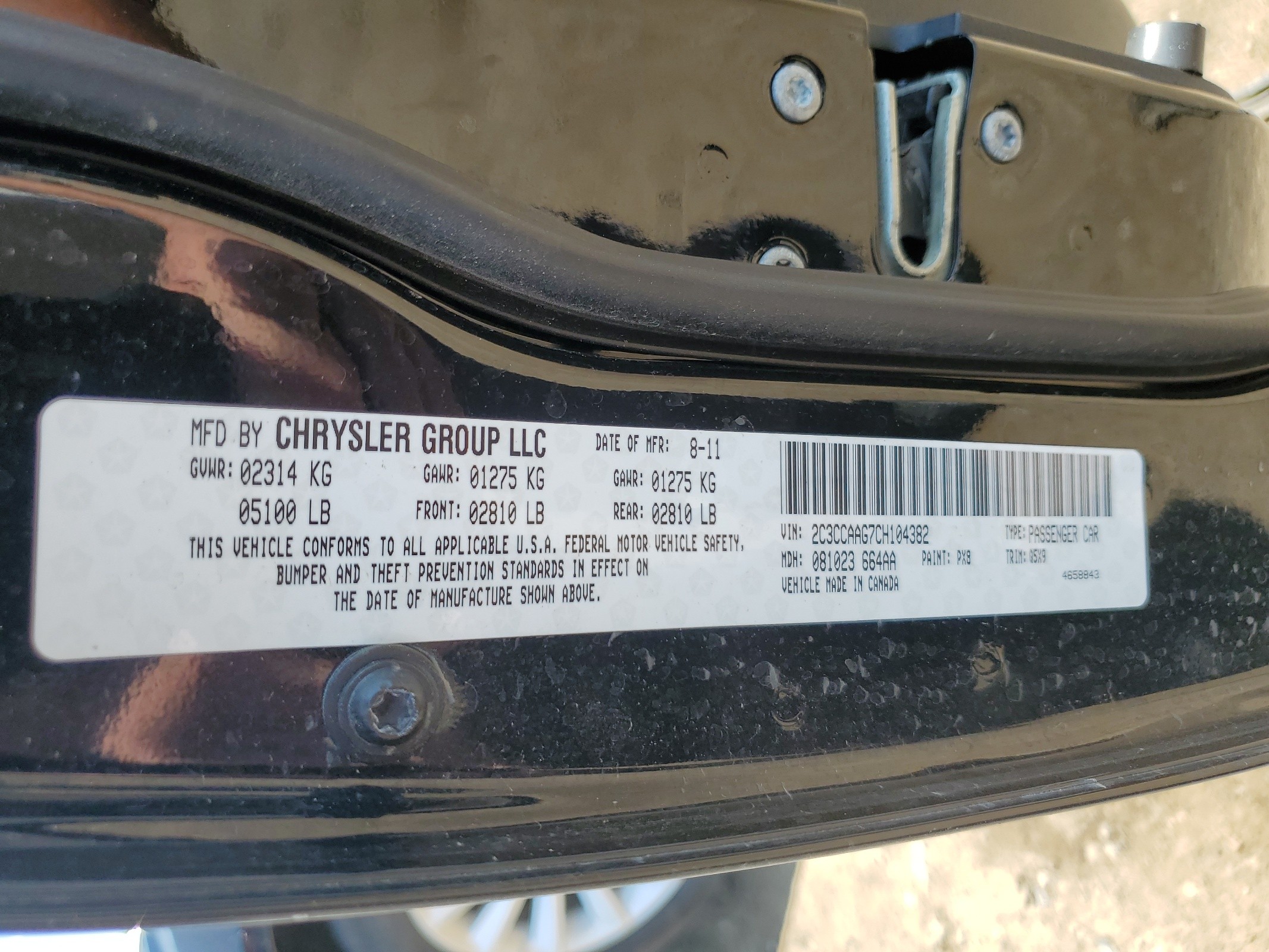 2C3CCAAG7CH104382 2012 Chrysler 300