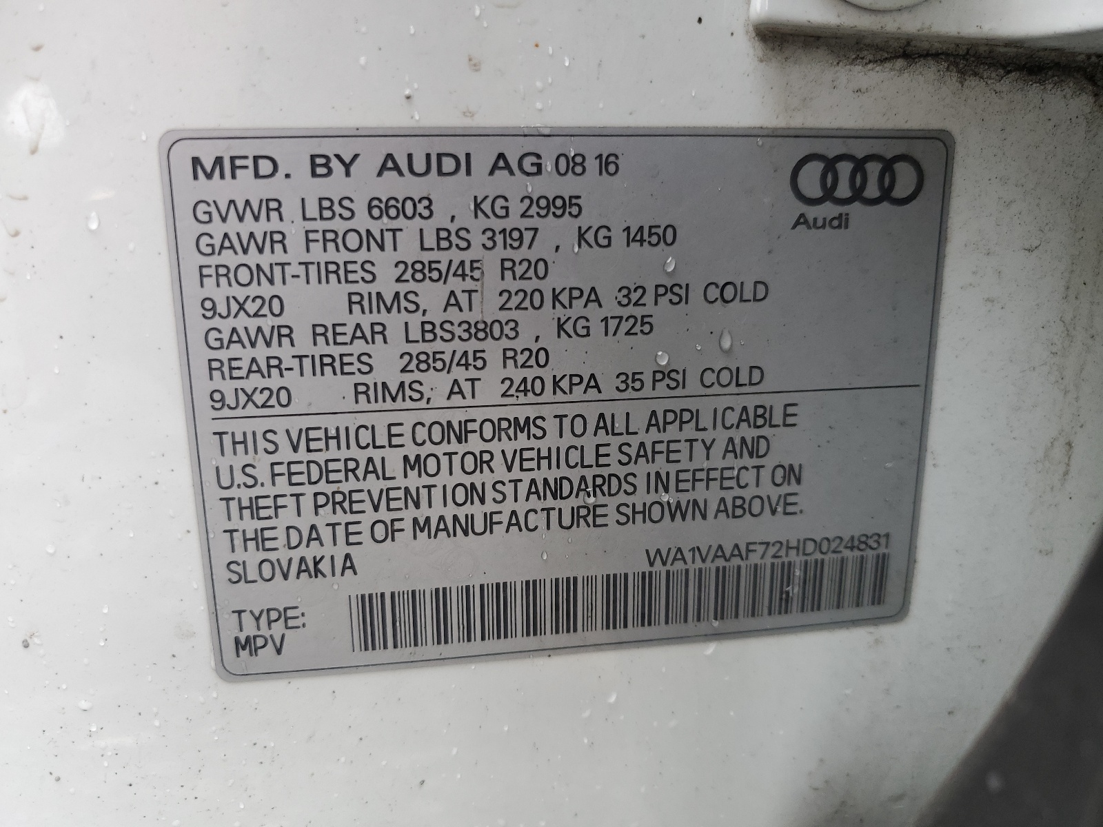 WA1VAAF72HD024831 2017 Audi Q7 Prestige