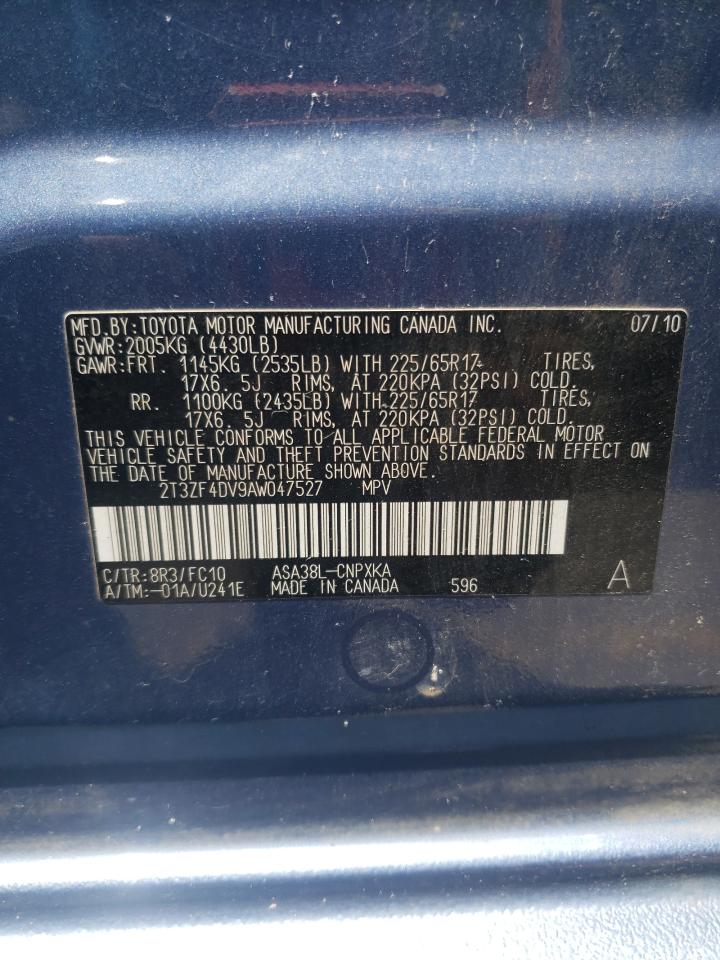 2010 Toyota Rav4 VIN: 2T3ZF4DV9AW047527 Lot: 64945374