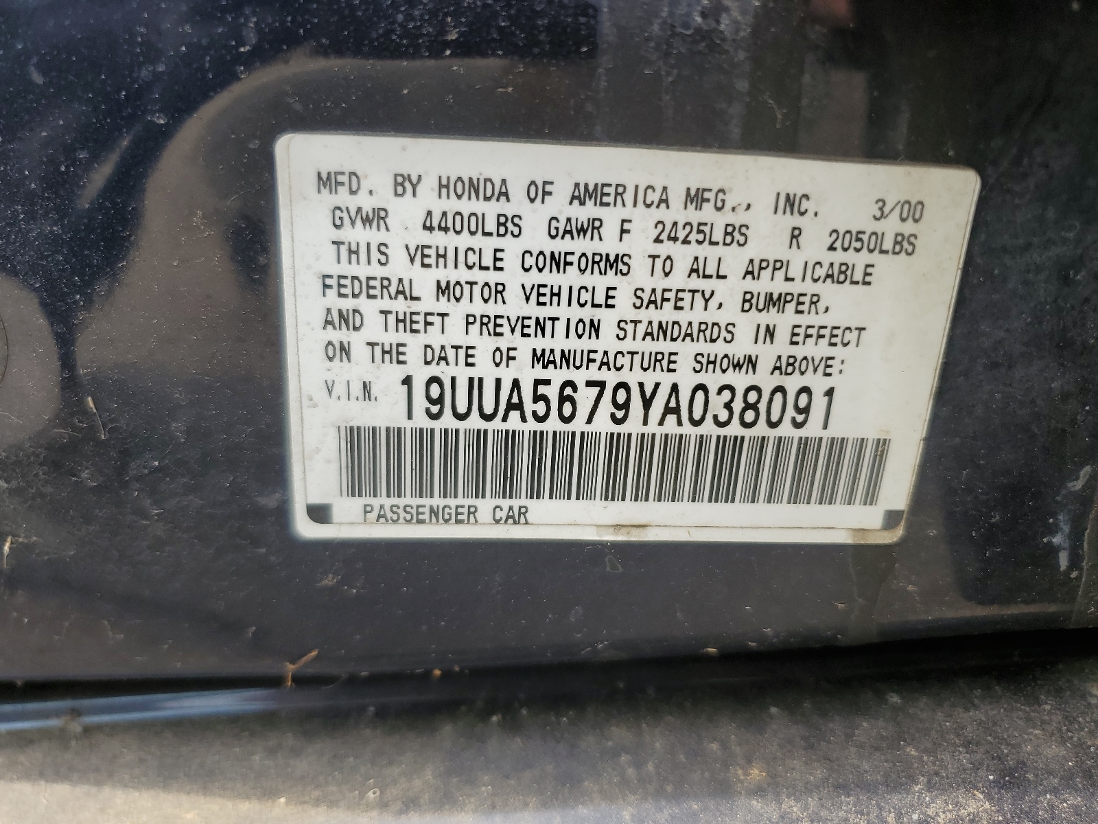 19UUA5679YA038091 2000 Acura 3.2Tl