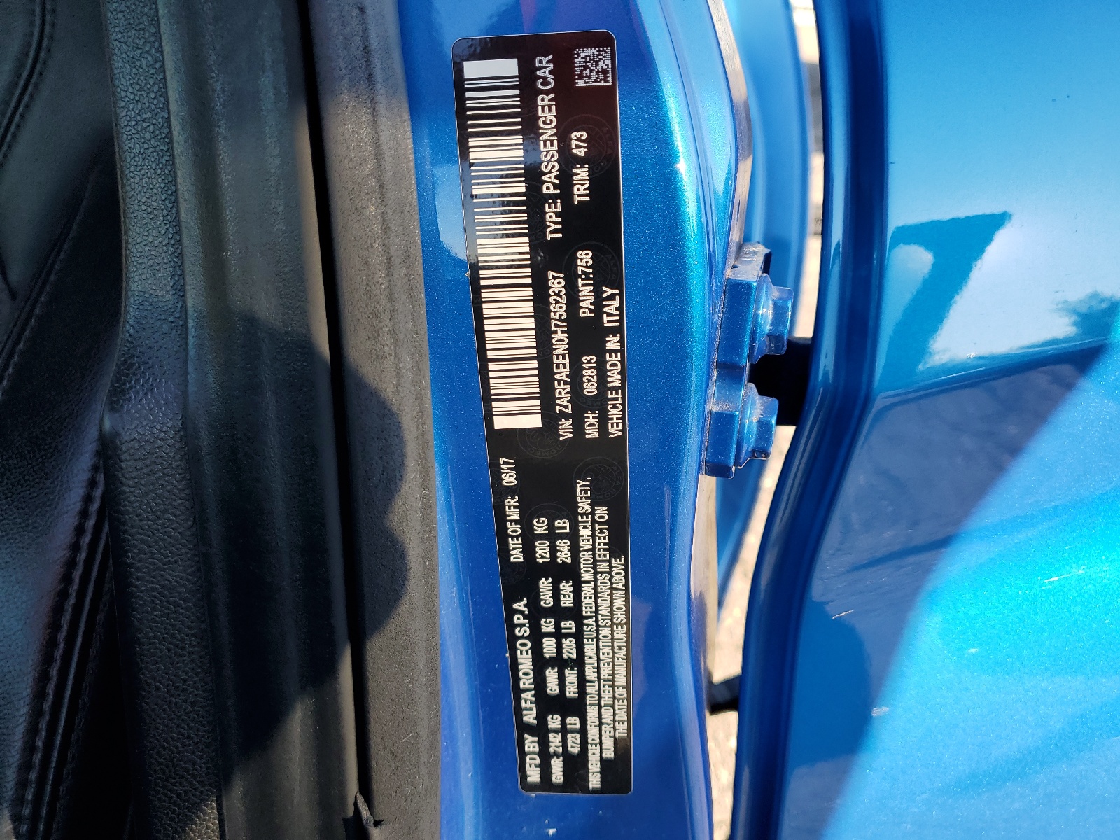 ZARFAEEN0H7562367 2017 Alfa Romeo Giulia Ti Q4