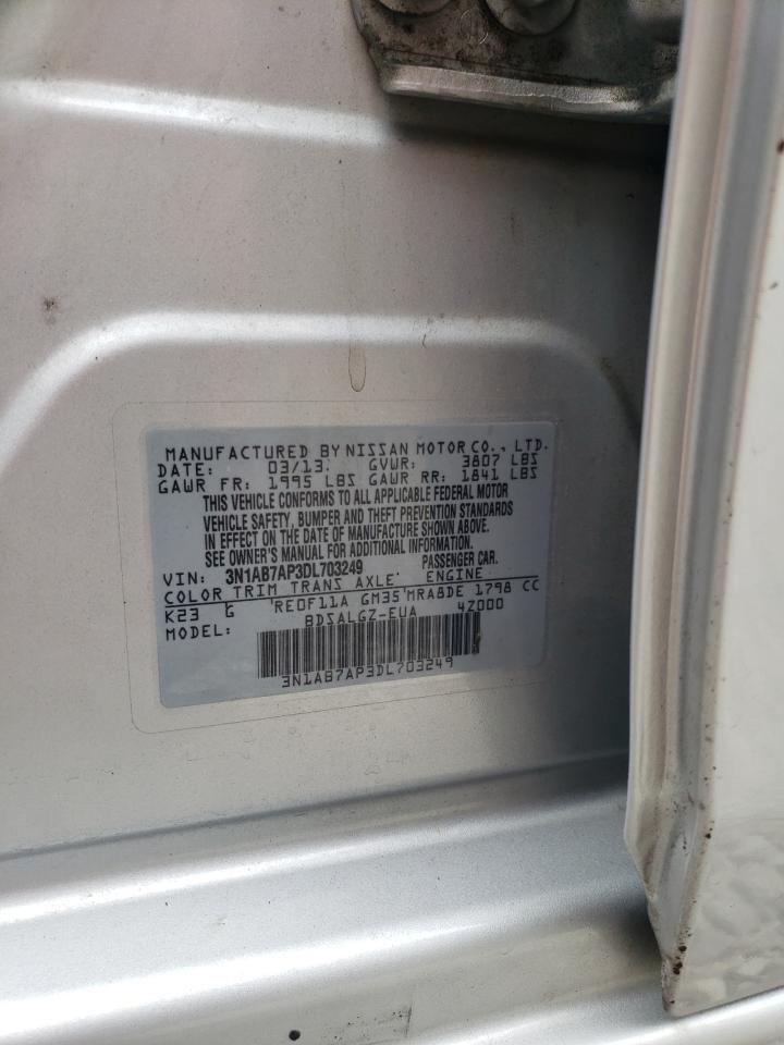 2013 Nissan Sentra S VIN: 3N1AB7AP3DL703249 Lot: 62079814