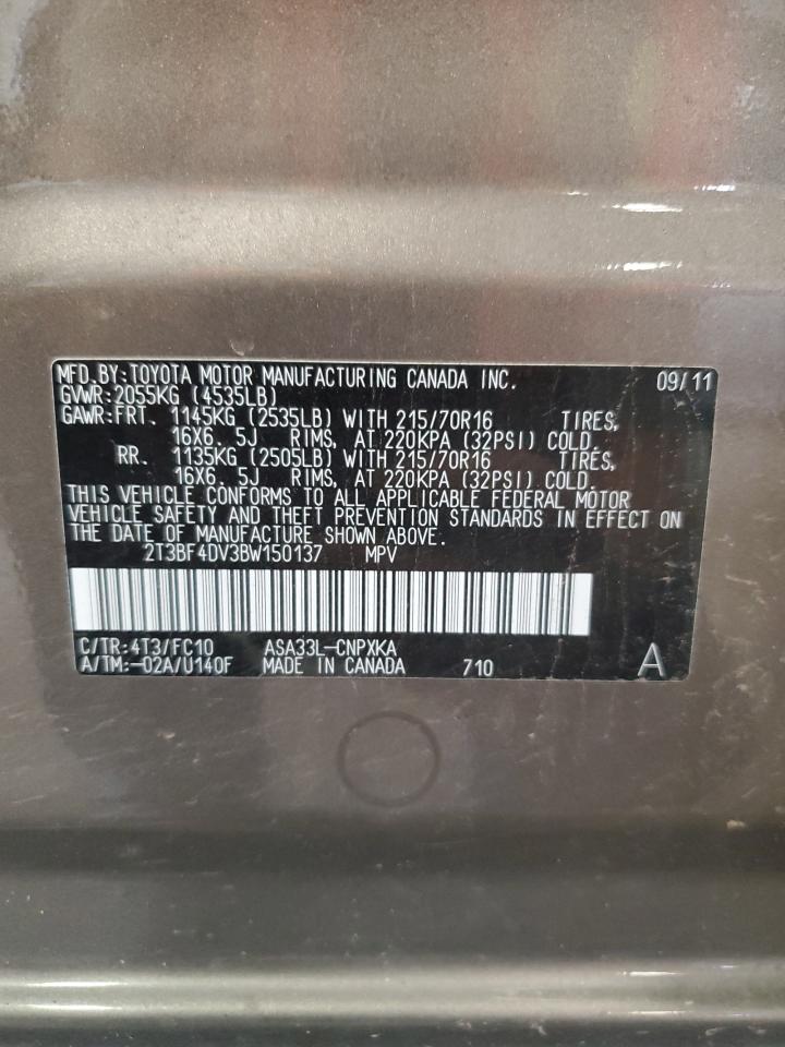 2011 Toyota Rav4 VIN: 2T3BF4DV3BW150137 Lot: 63537144
