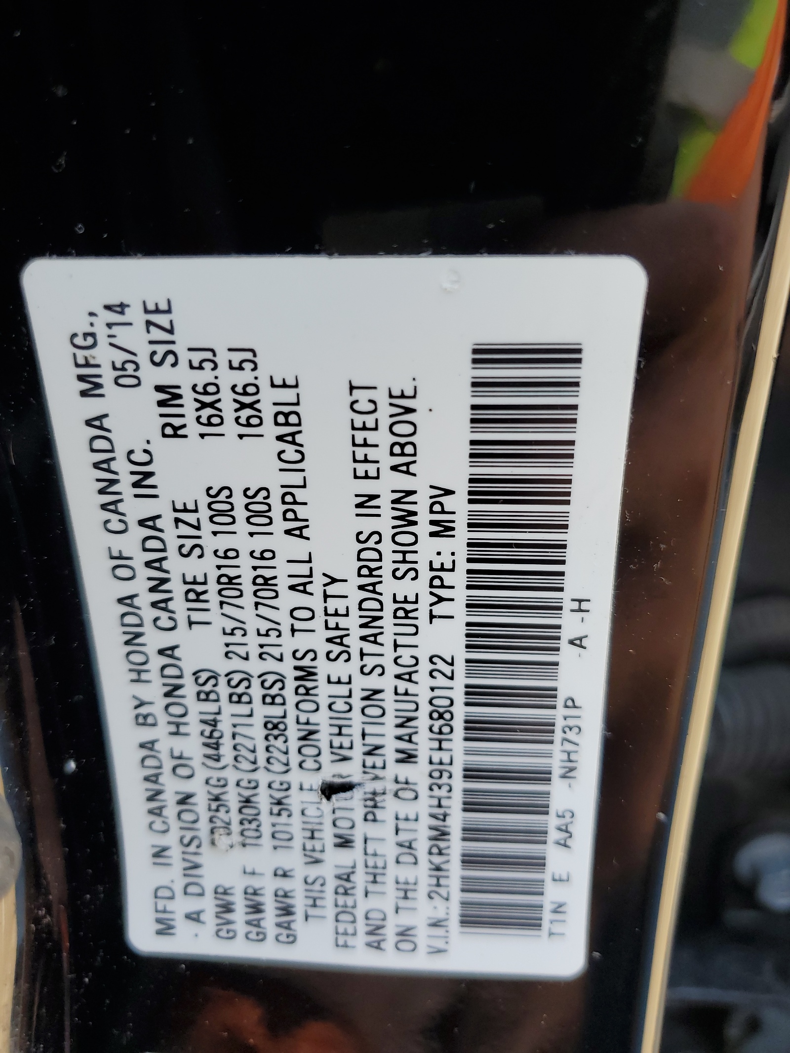 2HKRM4H39EH680122 2014 Honda Cr-V Lx