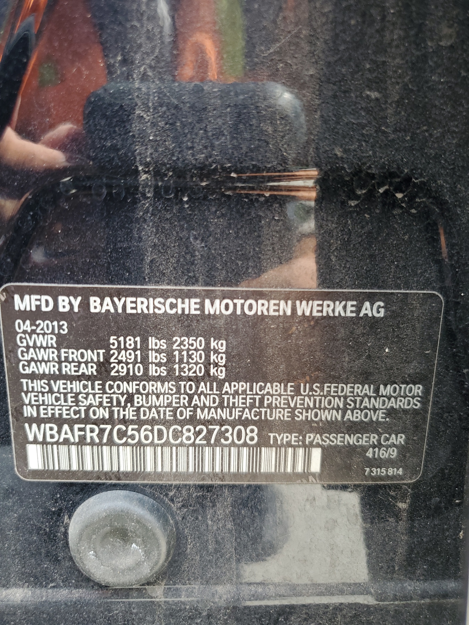 WBAFR7C56DC827308 2013 BMW 535 I