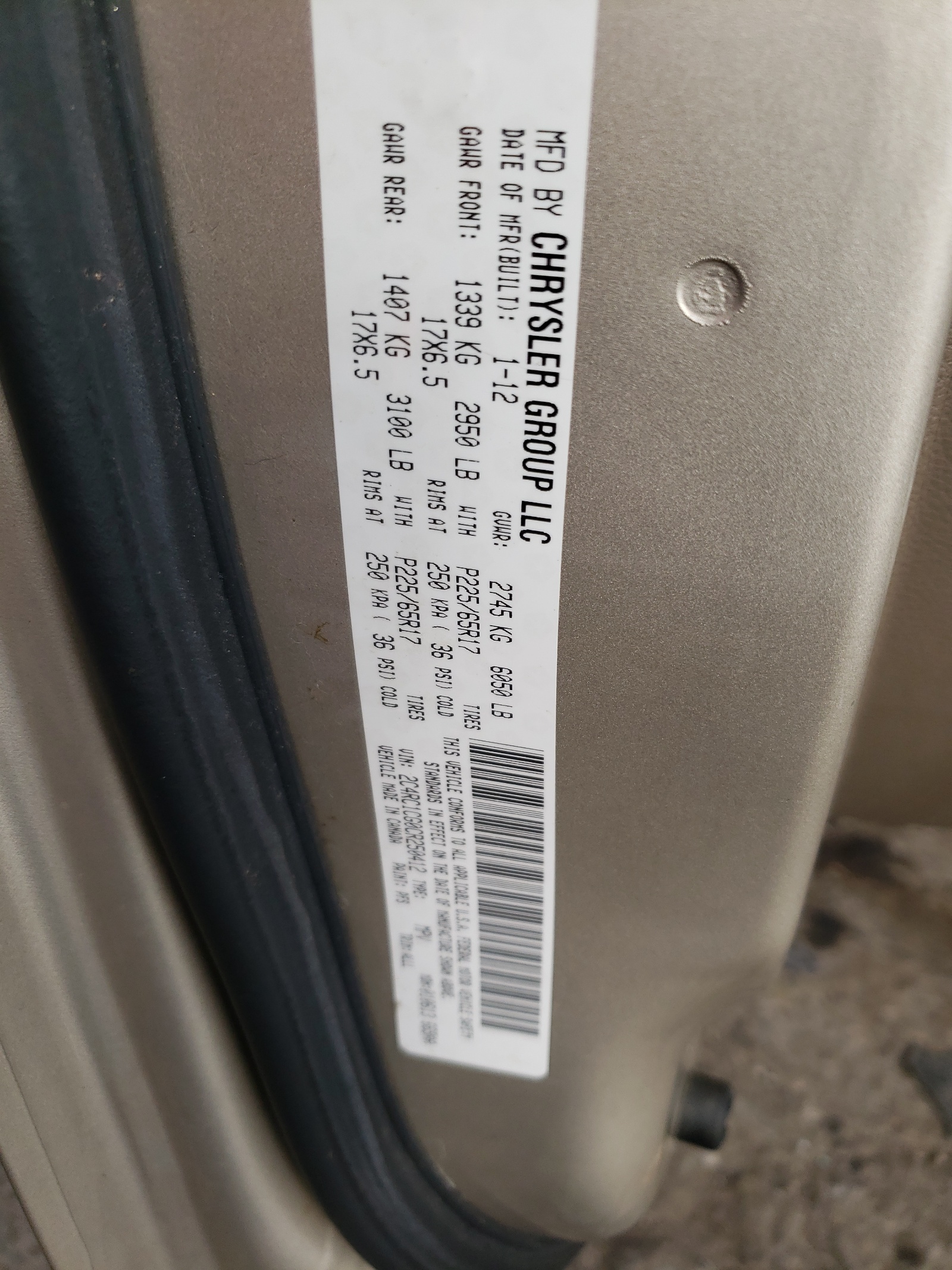 2C4RC1CG0CR250412 2012 Chrysler Town & Country Touring L