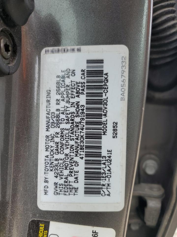 2004 Toyota Camry Le VIN: 4T1BE30K74U791943 Lot: 64344854