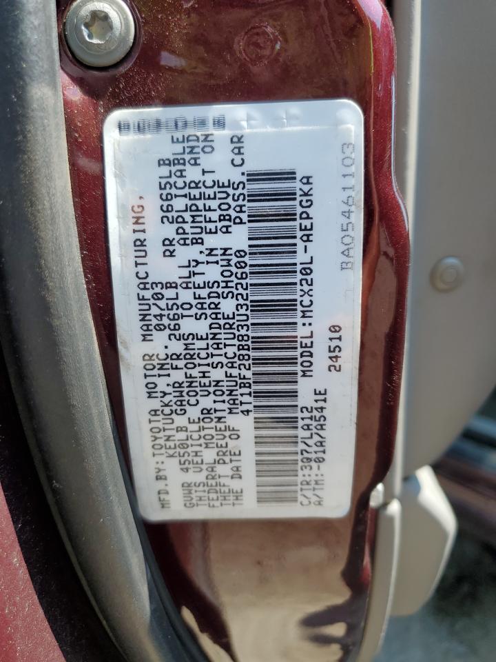 2003 Toyota Avalon Xl VIN: 4T1BF28B83U322600 Lot: 65782234