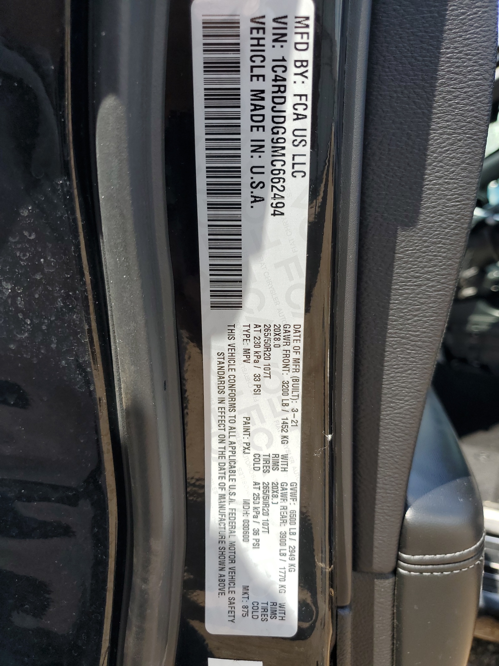 1C4RDJDG9MC662494 2021 Dodge Durango Gt