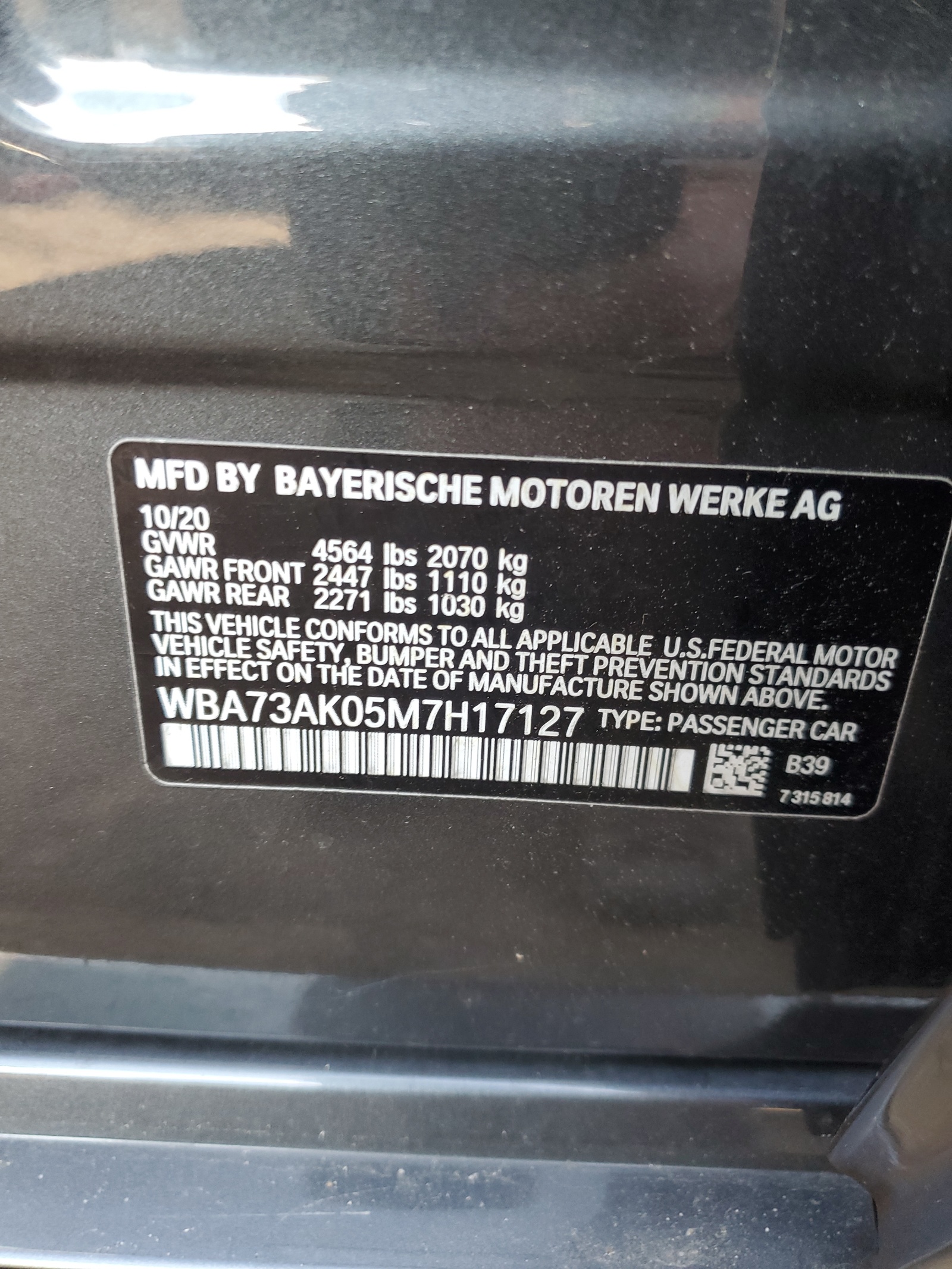 WBA73AK05M7H17127 2021 BMW 228Xi