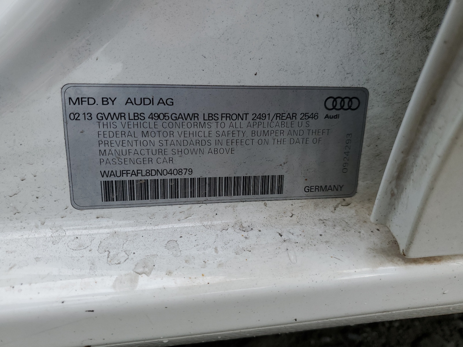WAUFFAFL8DN040879 2013 Audi A4 Premium Plus