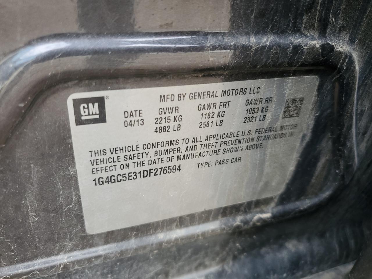 2013 Buick Lacrosse VIN: 1G4GC5E31DF276594 Lot: 61651244