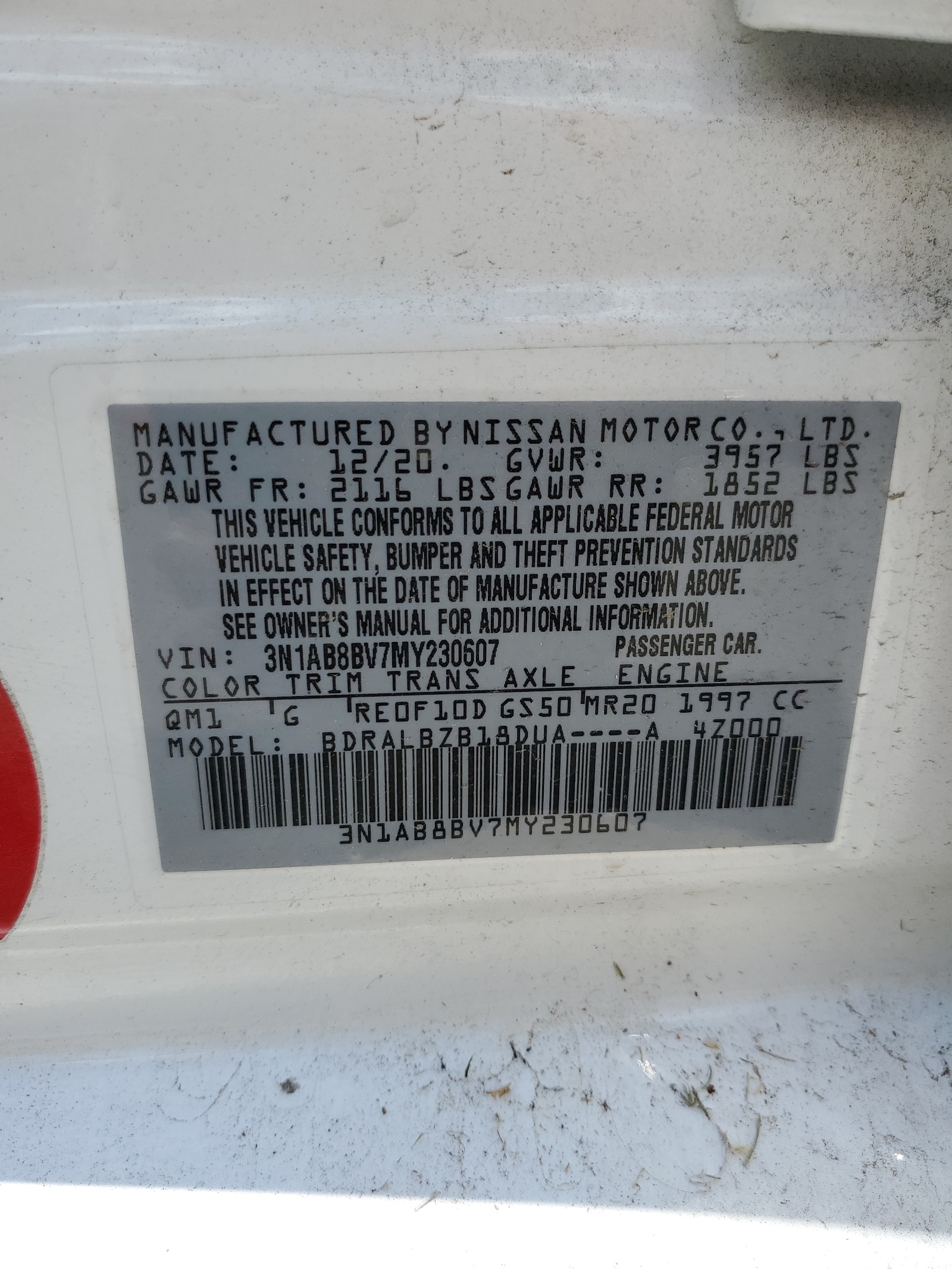 3N1AB8BV7MY230607 2021 Nissan Sentra S