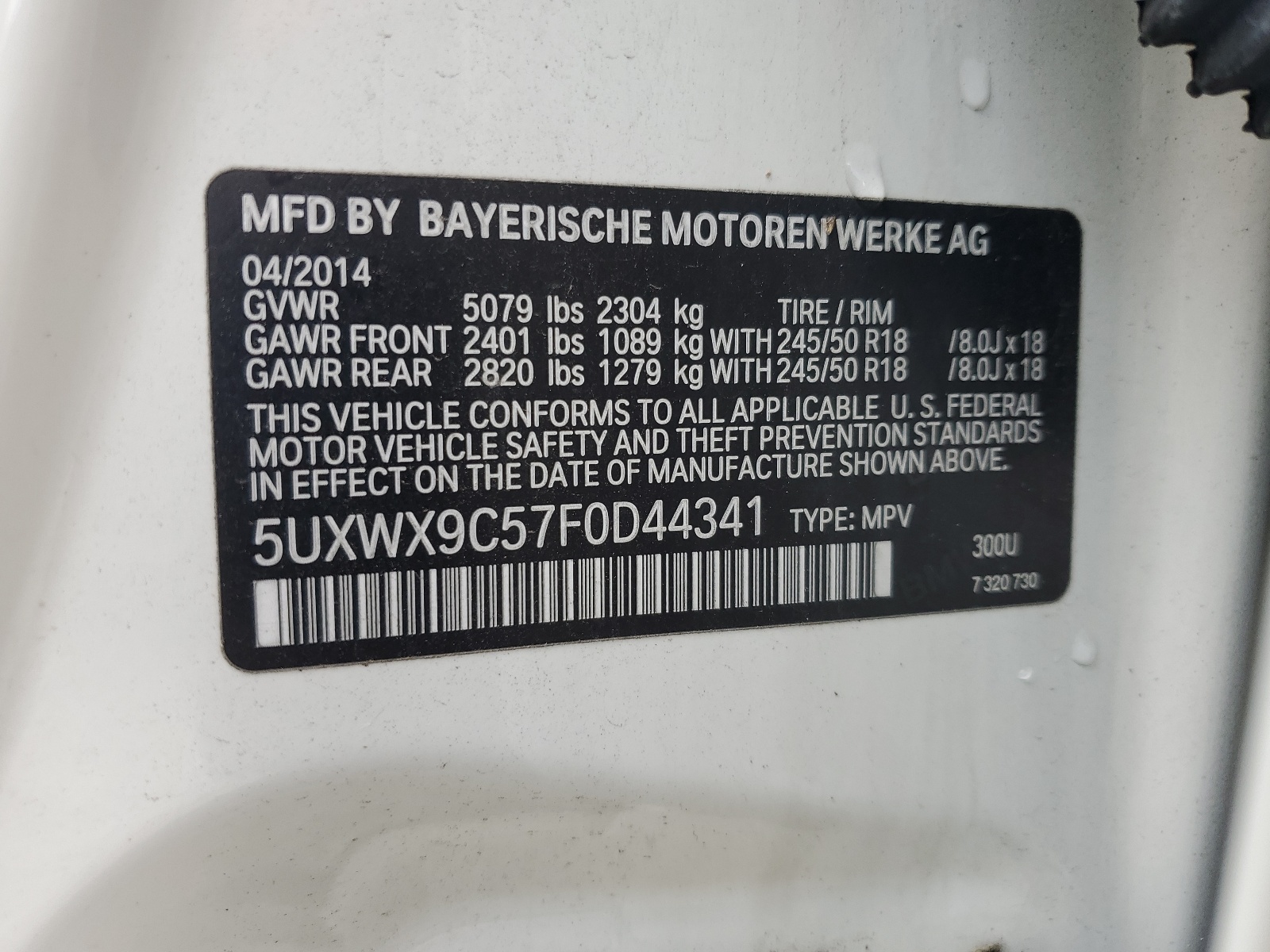 5UXWX9C57F0D44341 2015 BMW X3 xDrive28I