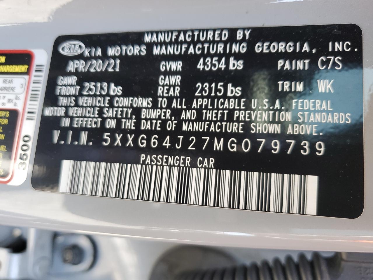 5XXG64J27MG079739 2021 Kia K5 Gt Line