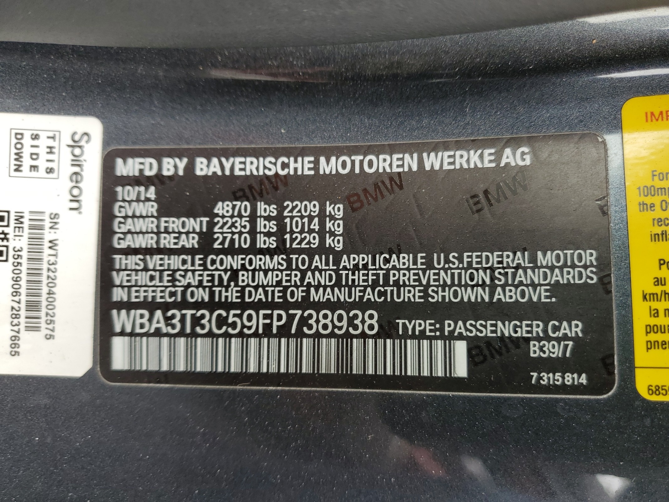 WBA3T3C59FP738938 2015 BMW 435 I