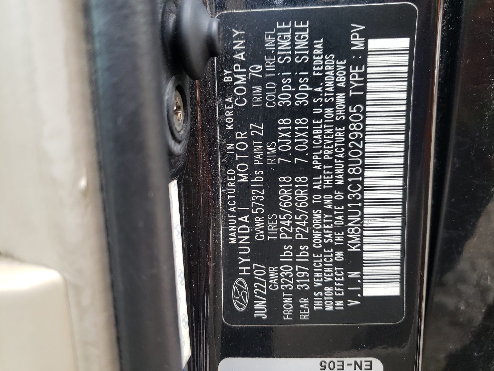 KM8NU13C18U029805 2008 Hyundai Veracruz Gls