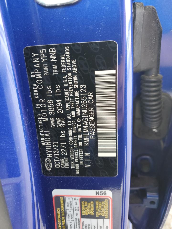 2022 Hyundai Elantra Sel VIN: KMHLM4AG1NU265123 Lot: 64752774