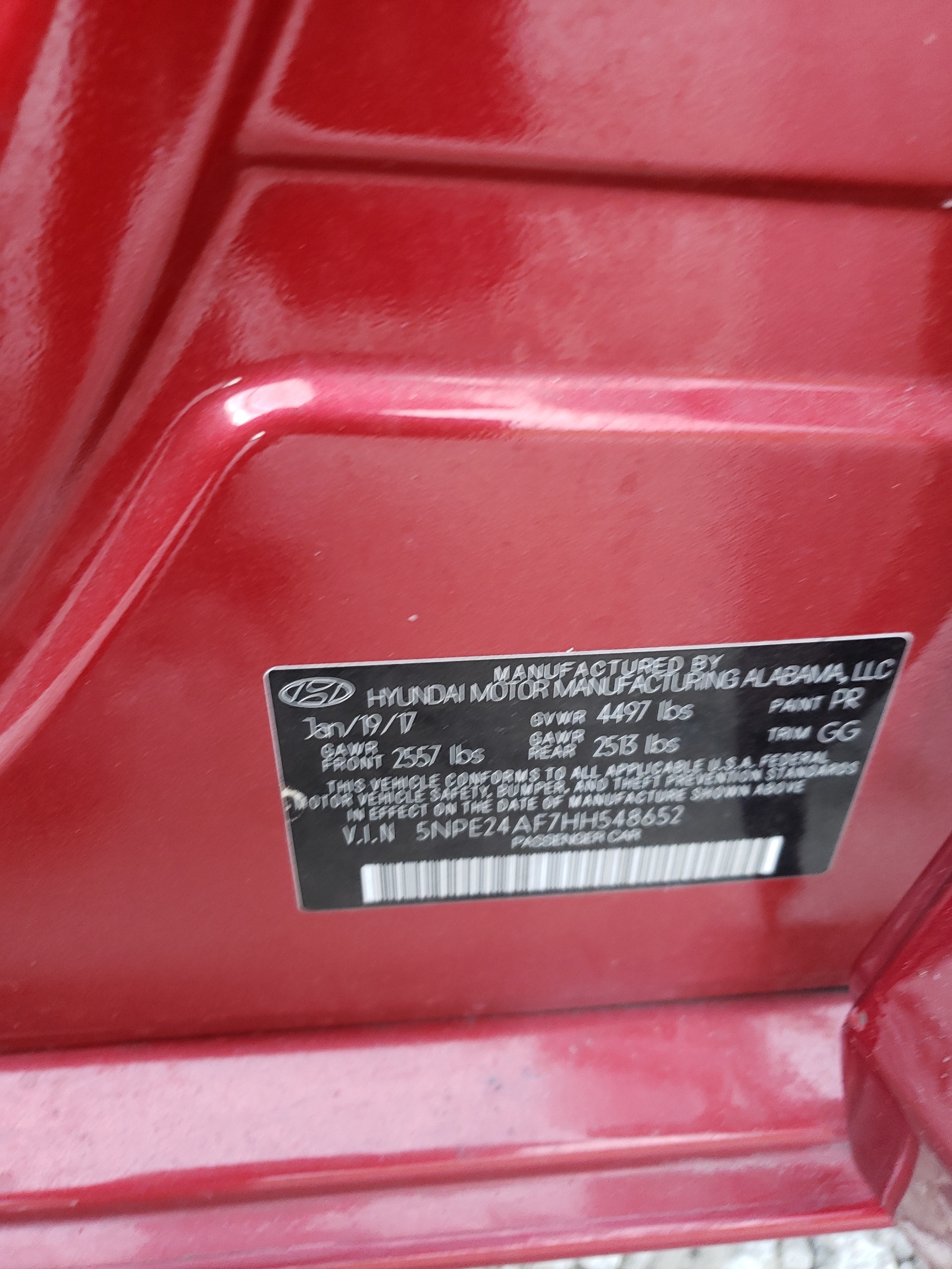 5NPE24AF7HH548652 2017 Hyundai Sonata Se