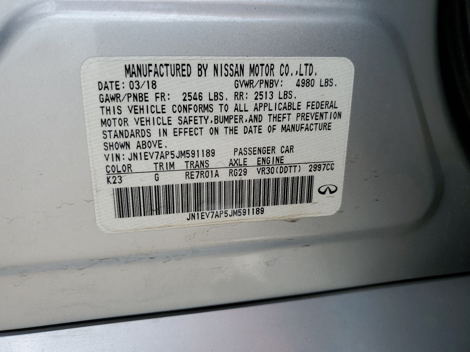 JN1EV7AP5JM591189 2018 Infiniti Q50 Luxe