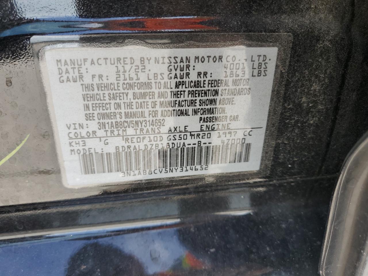2022 Nissan Sentra Sv VIN: 3N1AB8CV5NY314652 Lot: 64637064