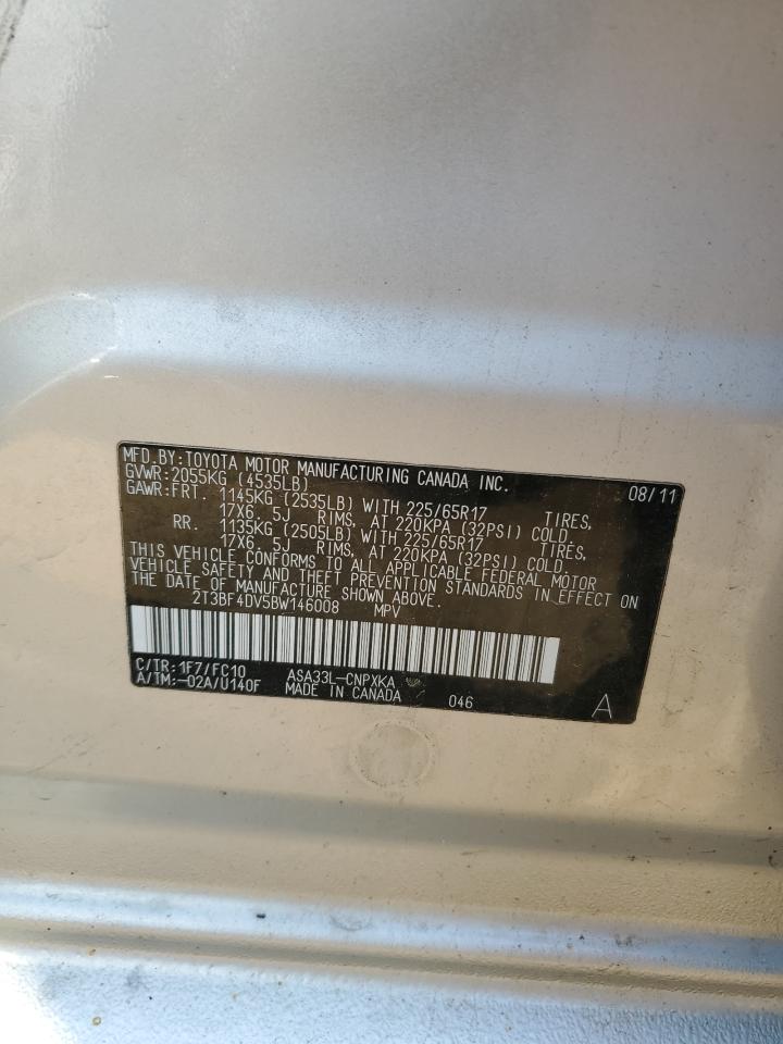 2011 Toyota Rav4 VIN: 2T3BF4DV5BW146008 Lot: 64883374