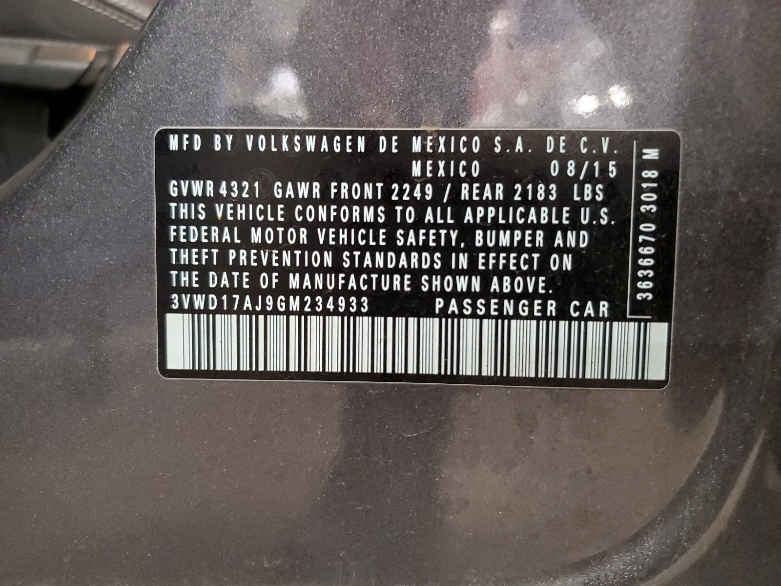 3VWD17AJ9GM234933 2016 Volkswagen Jetta Sport