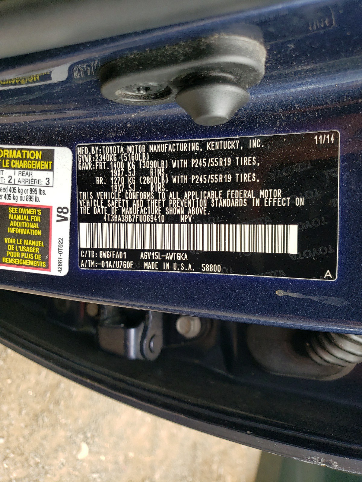 4T3BA3BB7FU069410 2015 Toyota Venza Le