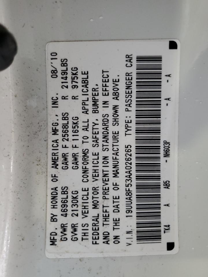2010 Acura Tl VIN: 19UUA8F53AA026265 Lot: 62875674