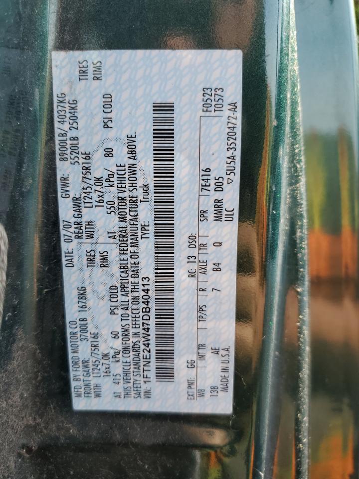 2007 Ford Econoline E250 Van VIN: 1FTNE24W47DB40413 Lot: 64257174