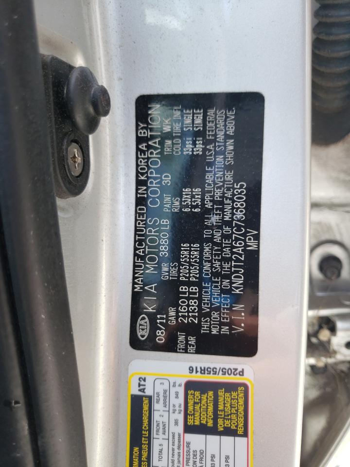 2012 Kia Soul + VIN: KNDJT2A67C7368035 Lot: 64698994