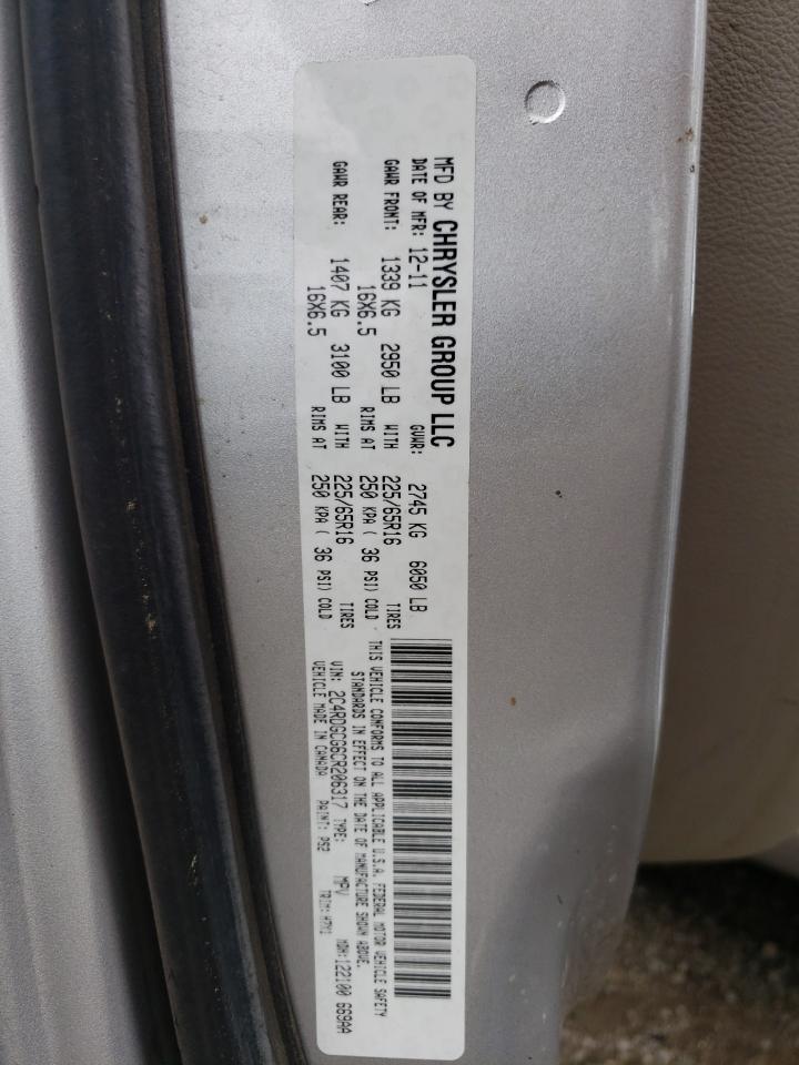 2C4RDGCG6CR206317 2012 Dodge Grand Caravan Sxt