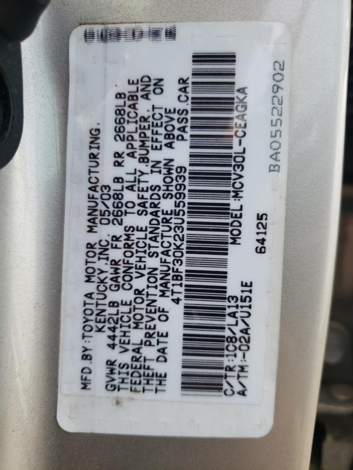 2003 Toyota Camry Le VIN: 4T1BF30K23U559939 Lot: 60912044