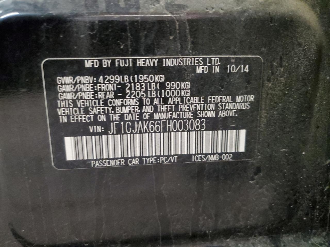 2015 Subaru Impreza Premium Plus VIN: JF1GJAK66FH003083 Lot: 65056994