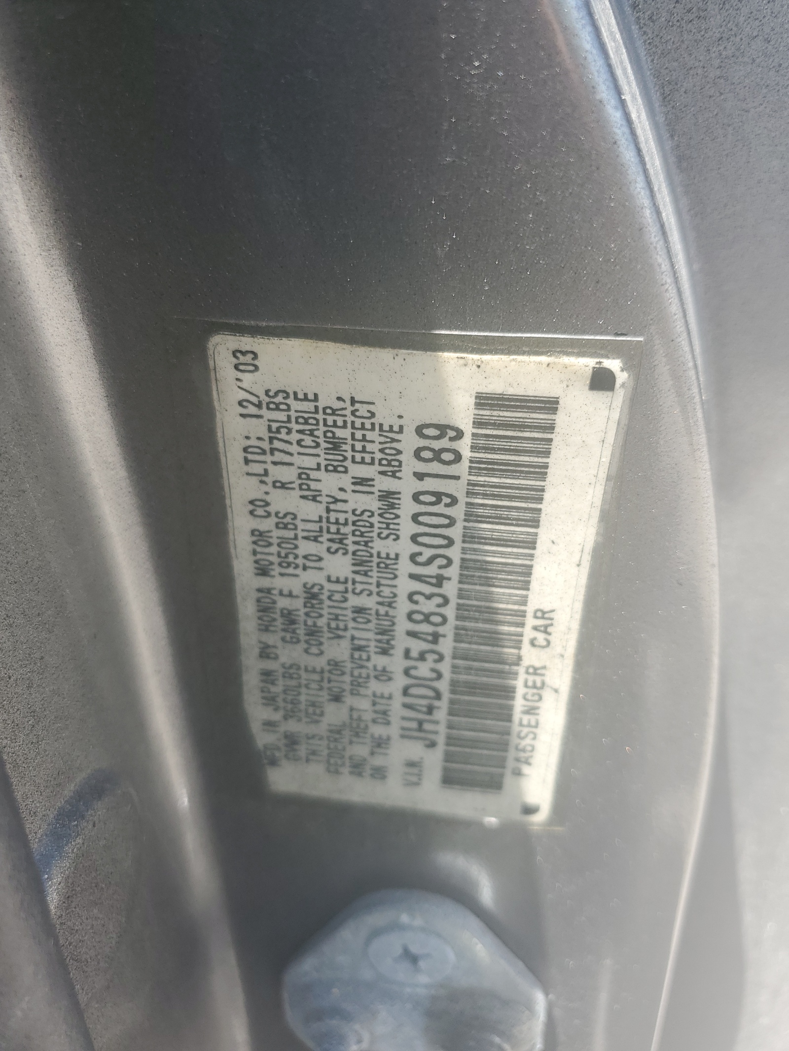 JH4DC54834S009189 2004 Acura Rsx