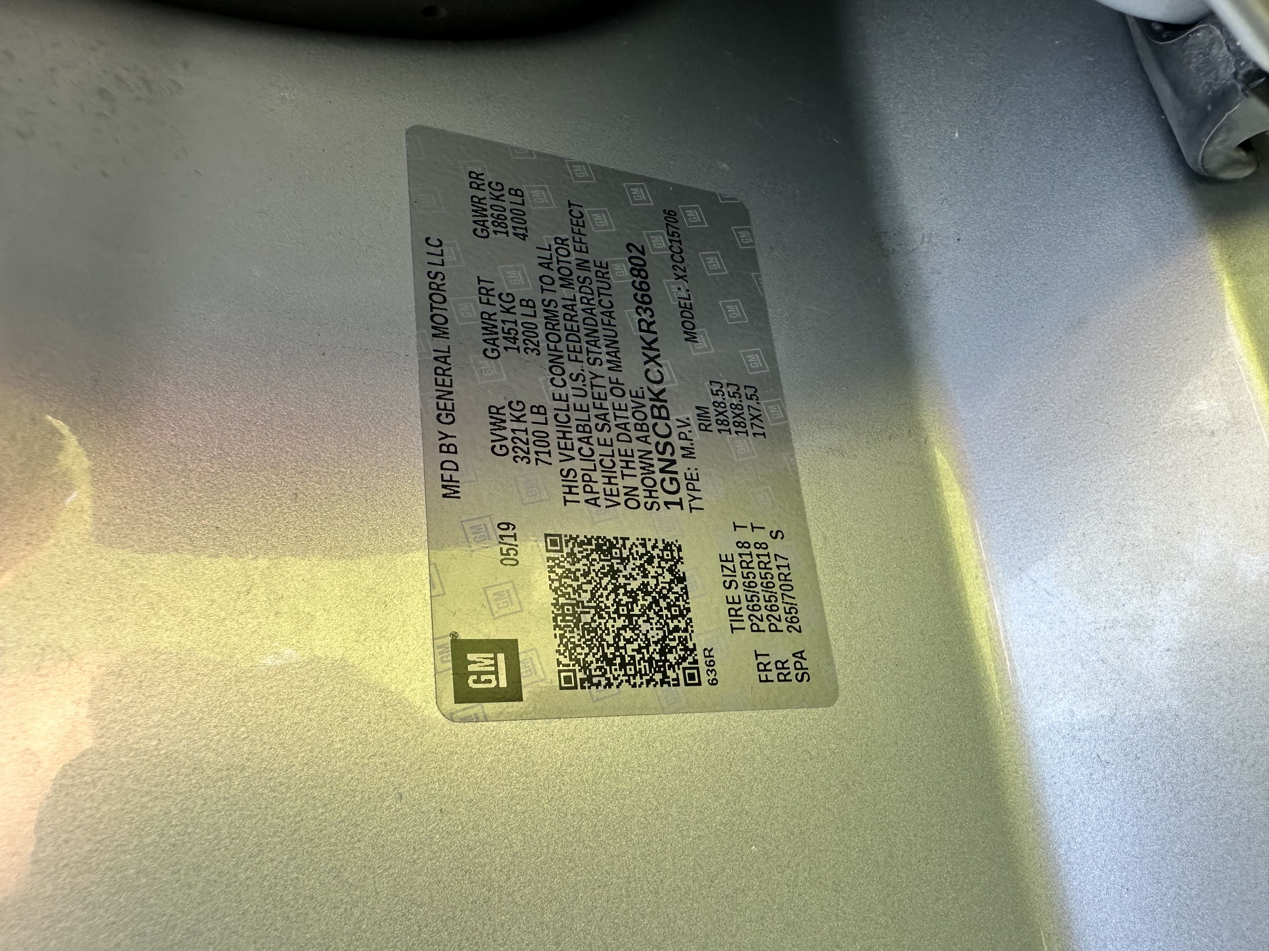 1GNSCBKCXKR366802 2019 Chevrolet Tahoe C1500 Lt