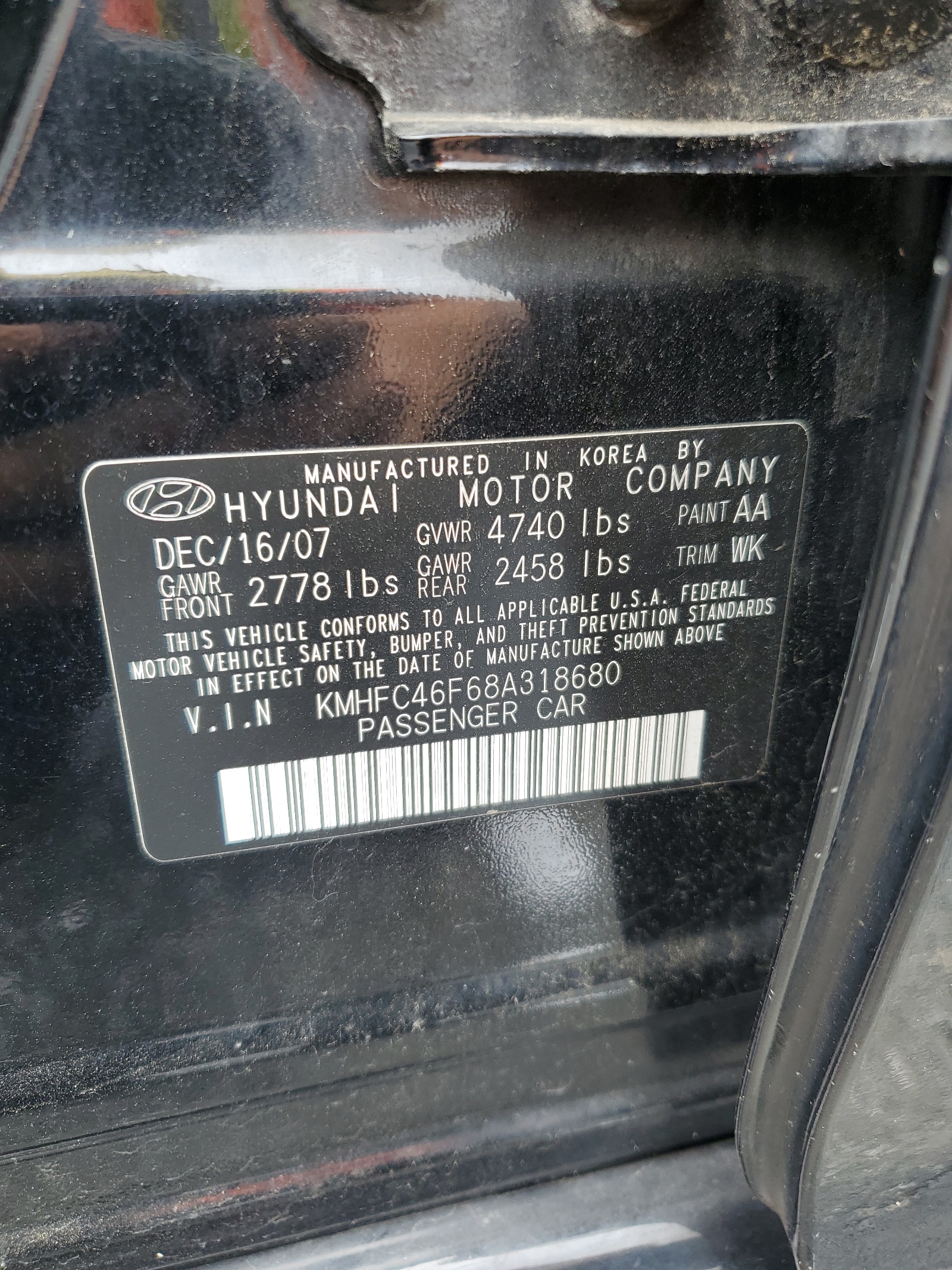 KMHFC46F68A318680 2008 Hyundai Azera Se