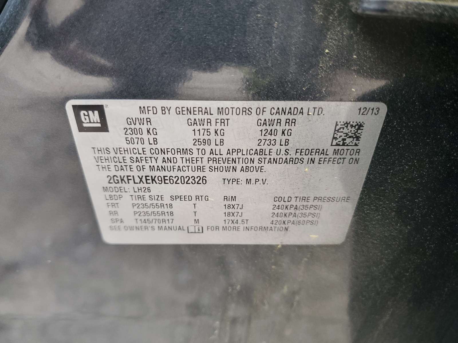 2GKFLXEK9E6202326 2014 GMC Terrain Slt