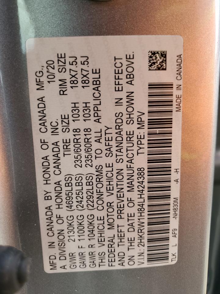 2020 Honda Cr-V Exl VIN: 2HKRW1H84LH424388 Lot: 65548304