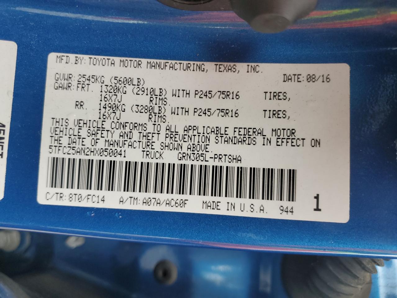 2017 Toyota Tacoma Double Cab VIN: 5TFCZ5AN2HX050041 Lot: 63450694