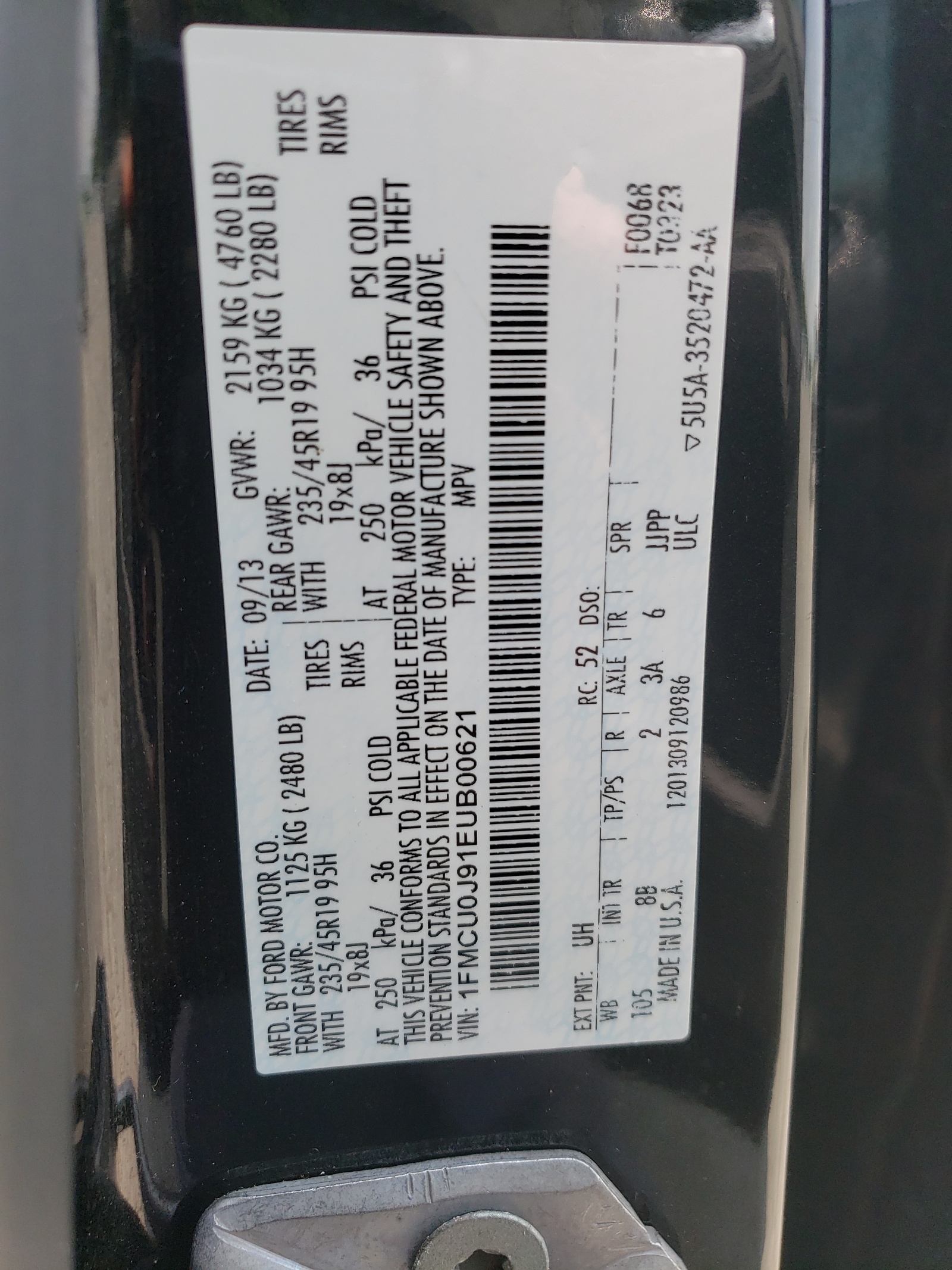 1FMCU0J91EUB00621 2014 Ford Escape Titanium