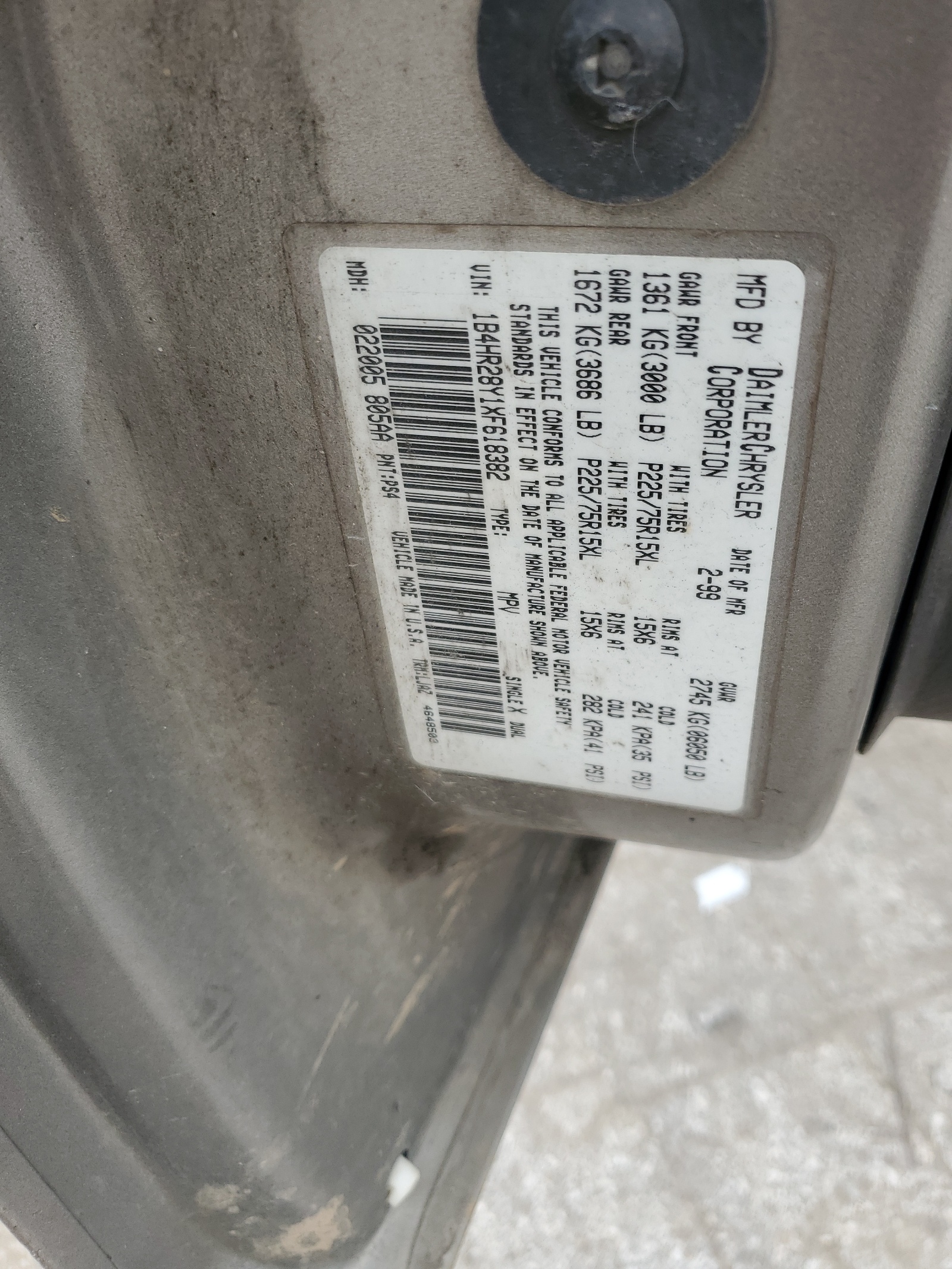 1B4HR28Y1XF618382 1999 Dodge Durango