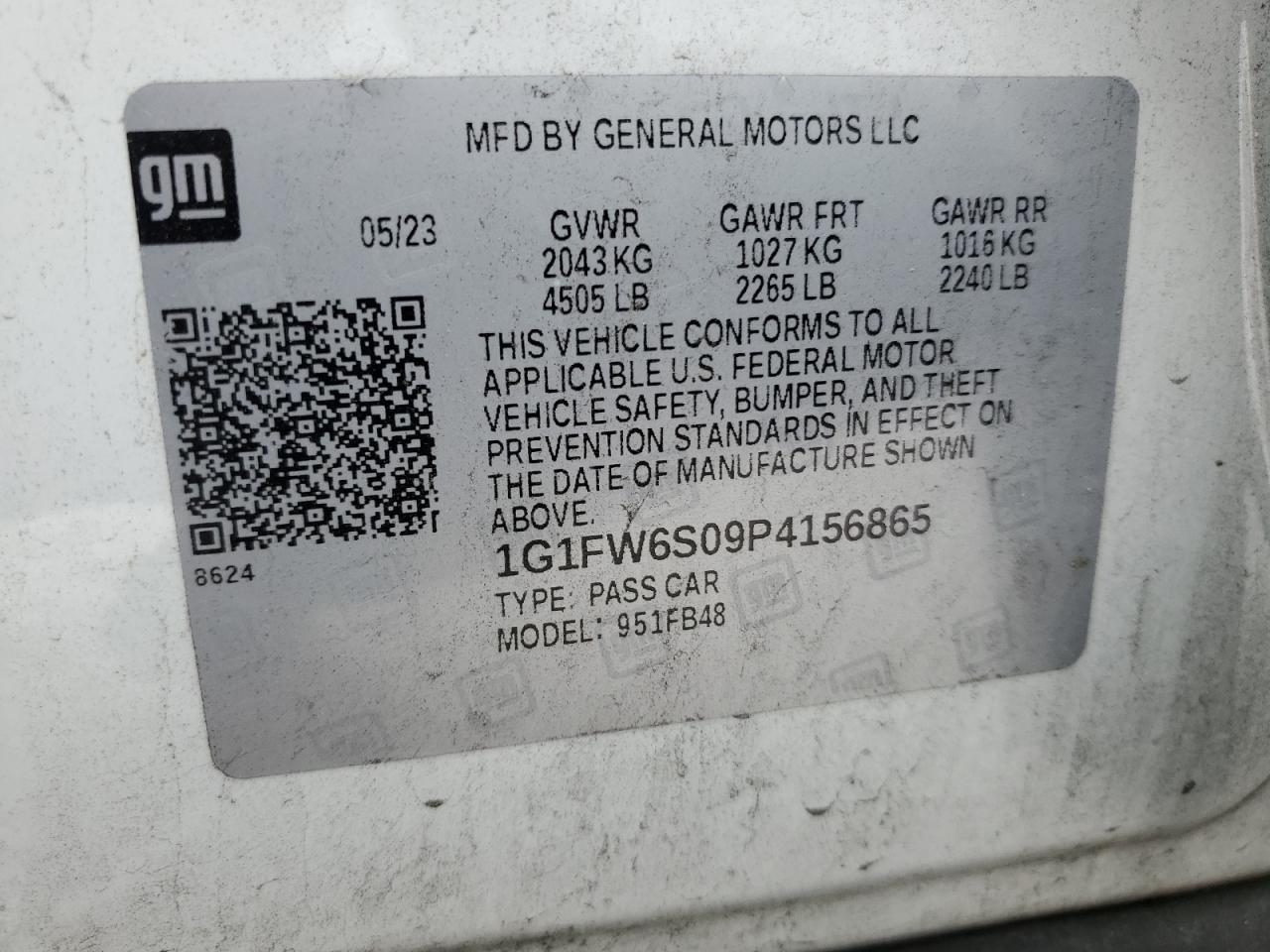 2023 Chevrolet Bolt Ev 1Lt VIN: 1G1FW6S09P4156865 Lot: 63675774