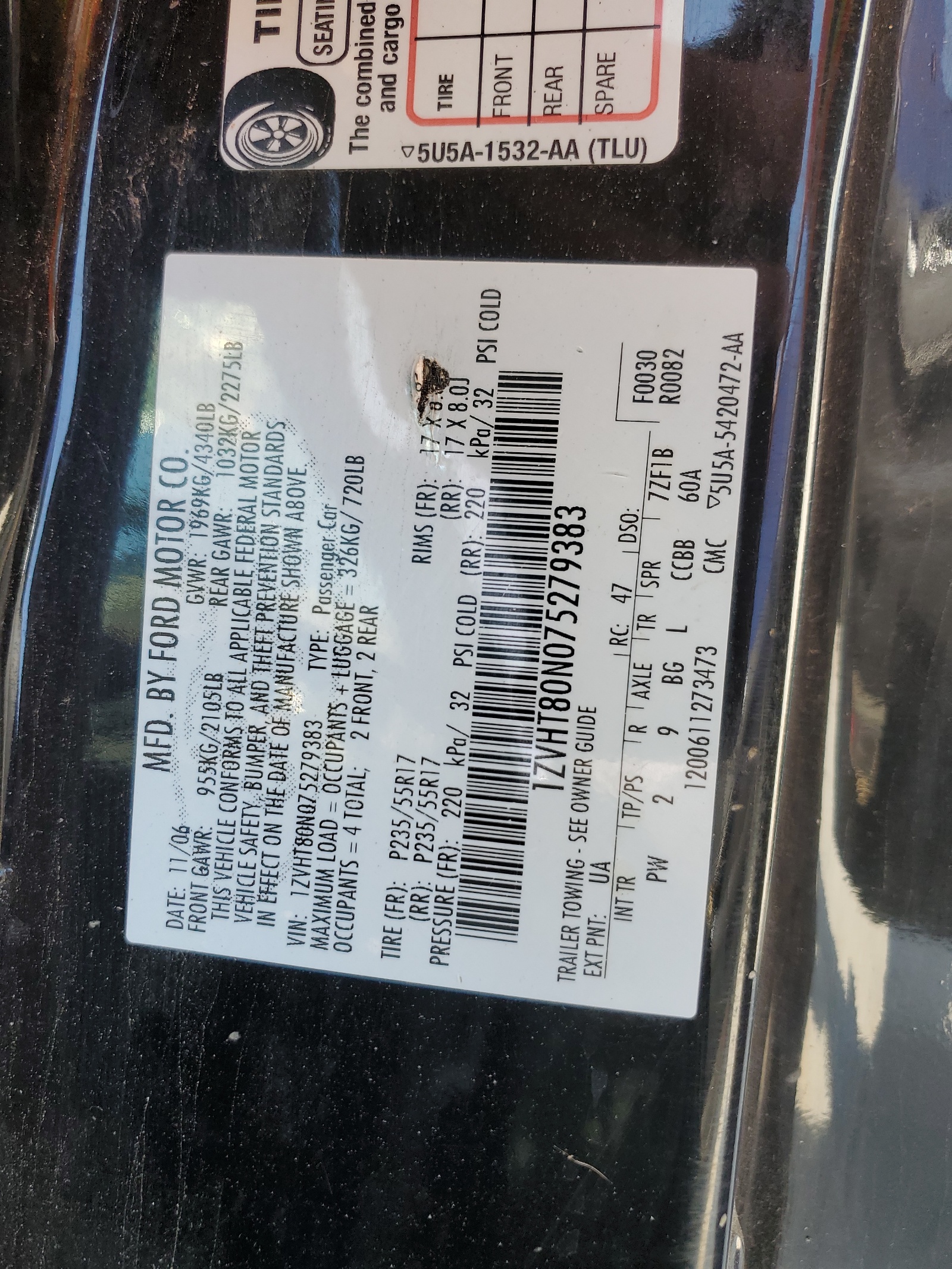 1ZVHT80N075279383 2007 Ford Mustang