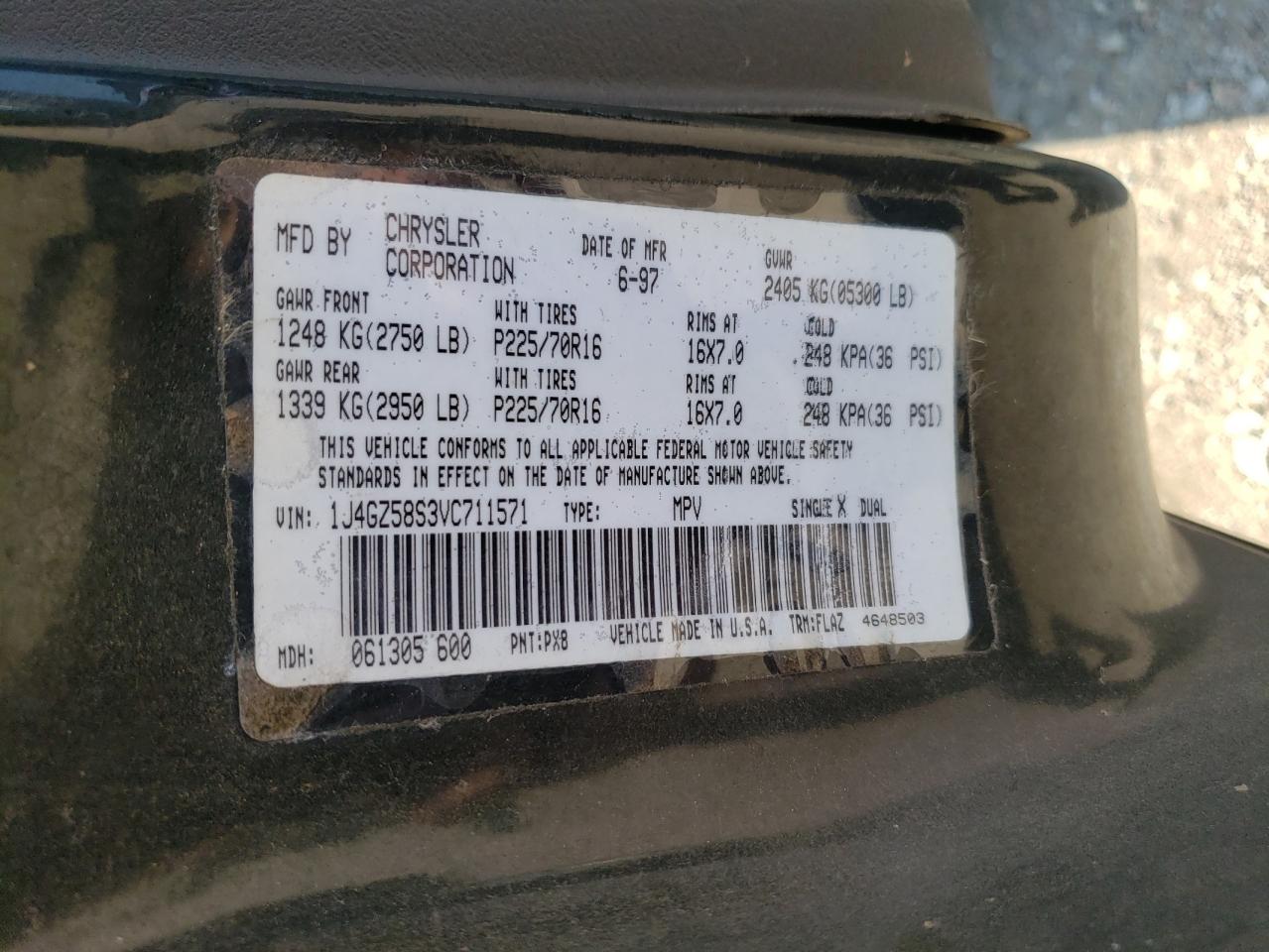 1997 Jeep Grand Cherokee Laredo VIN: 1J4GZ58S3VC711571 Lot: 64579014