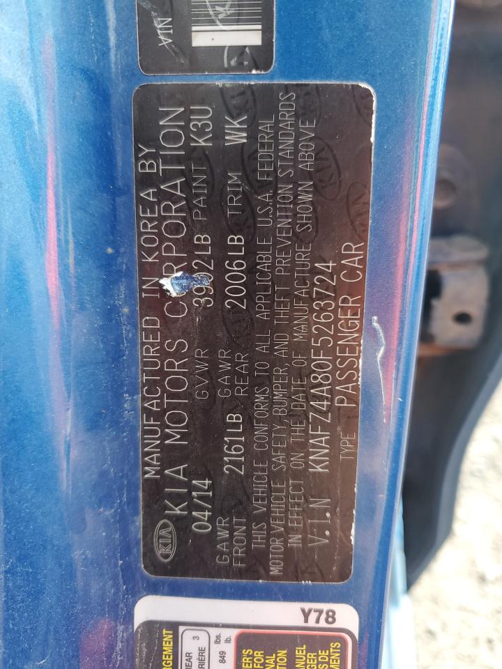 2015 Kia Forte Ex VIN: KNAFZ4A80F5263724 Lot: 64221694