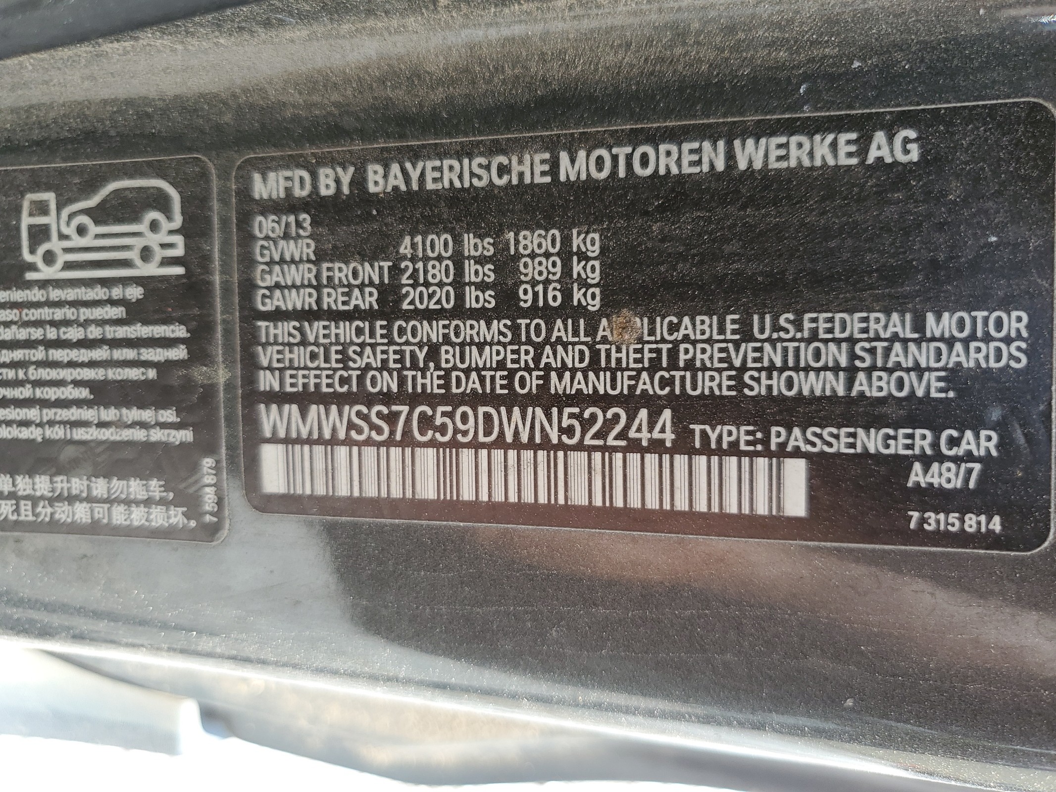 WMWSS7C59DWN52244 2013 Mini Cooper S Paceman